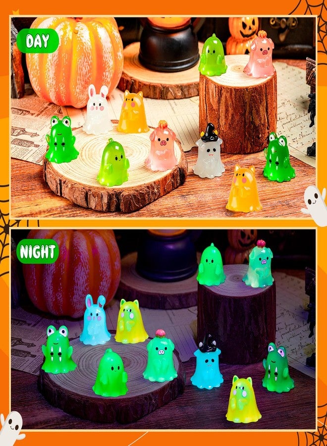 LHSYFBZ 36Pcs Halloween Mini Resin Figures, Glow in Dark Tiny Resin Set, Small Ghost Frog Buny Pig Figures for Halloween Party Favors Bag Fillers Garden Dollhouse Deco - Image 3